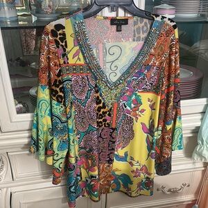 Vibrant Multicolor V-Neck Top by Melissa Paige